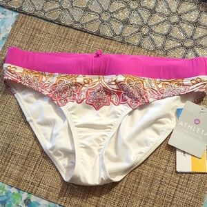 Athleta Pink and White Hilo Bikini Bottom